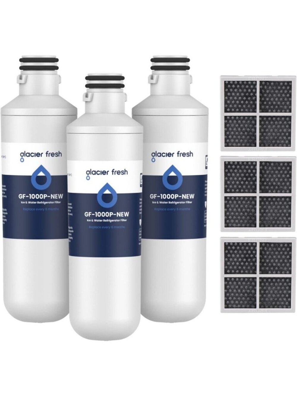 GLACIER FRESH LT1000PC Water Filter and LT120F Air Filter Replacement, 3+3